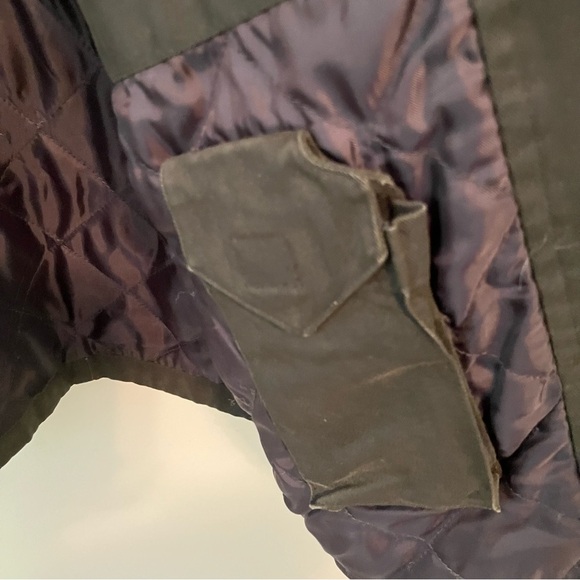 VTG Aberdeen Men’s Chore Barn Coat Jacket Sz. L Olive Green Leather Collar - Picture 5 of 11